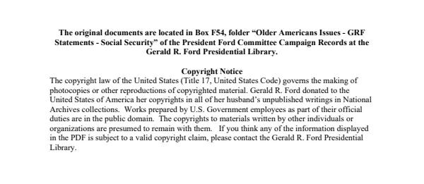 Older Americans Issues - GRF Statements - Social Security