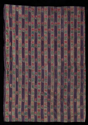 Striped Brocade with Flowering Plants