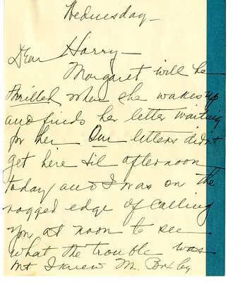 Letter from Bess W. Truman to Harry S. Truman