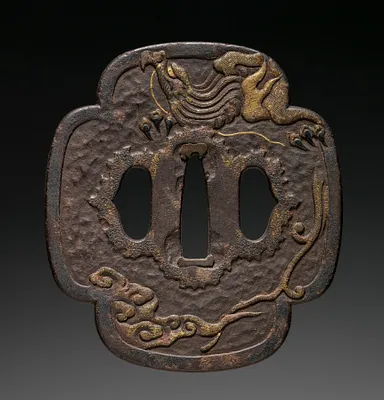 Sword Guard (Tsuba) with Dragon in Storm and Sea