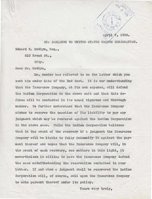 Letters Received to Edward R. McGlynn, April 7, 1925