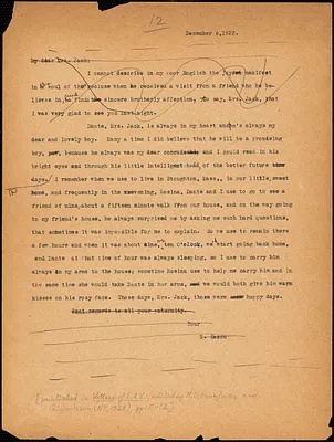 Nicola Sacco typed letter (copy) to Mrs. [Cerise] Jack, [Dedham], 6 December 1923