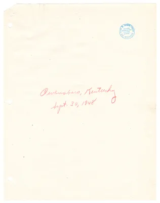 Reading Copy, Speech of President Harry S. Truman, Owensboro, Kentucky
