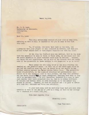Letters Sent to S.C. Lind, March 24, 1930