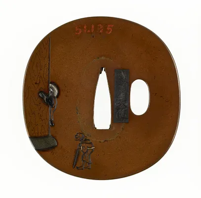 Tsuba with a Gate Guardian at a Temple