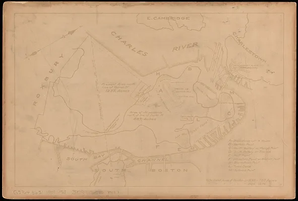 Plan of Boston in 1630 and 1900