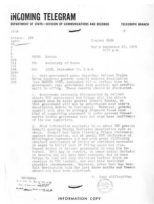 Telegram from Holmes to Secrertary of State Dean Acheson