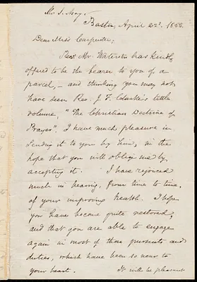 Letter from Samuel May, Boston, to Mary Carpenter, April 22, 1856