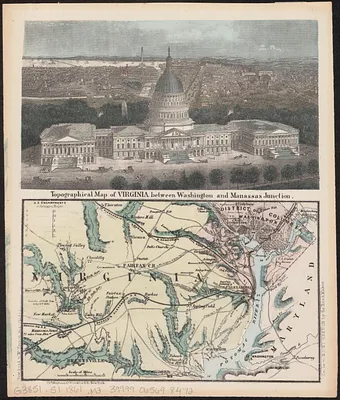 Topographical map of Virginia between Washington and Manassas Junction