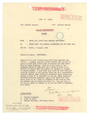 Cable, Bernard Montgomery to Dwight D. Eisenhower