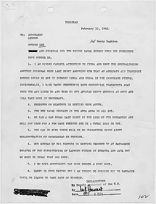 Franklin D. Roosevelt to Winston Churchill
