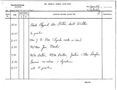 Lady Bird Johnson's Daily Diary Entry, 1/24/1964