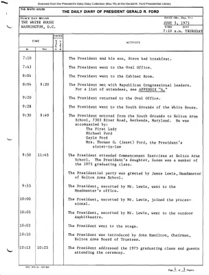 President Gerald R. Ford's Daily Diary, June 05, 1975