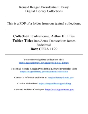 Iran/Arms Transaction: James Radzimski