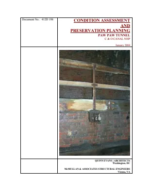 Condition Assessment and Preservation Planning: Paw Paw Tunnel, January 2004