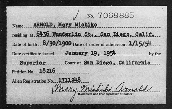 Arnold, Mary Michiko - 1954