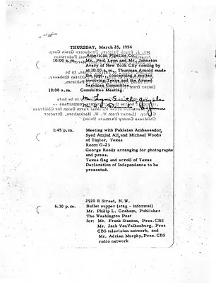 Lyndon Johnson's 1954 Desk Diary I, beginning 3/25/1954