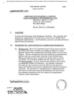 April 17, 1975 - Ford, Eugene Rostow (briefing paper only - no memcon)