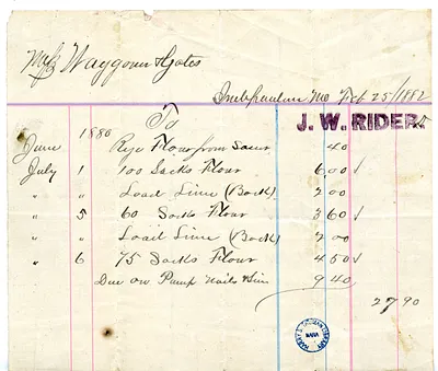 Bill from J. W. Rider to Waggoner Gates Milling