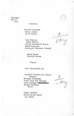 White House Luncheon and Dinner Menu