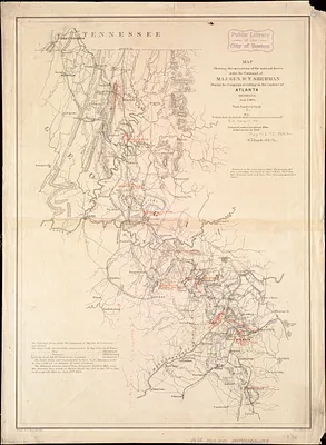 Map showing the operations of the national forces under the command of Maj. Gen. W.T. Sherman during the campaign resulting in the capture of Atlanta, Georgia, Sept. 1, 1864