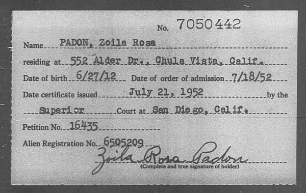 Padon, Zoila Rosa - 1952