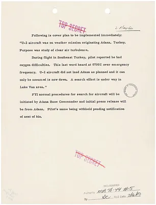 Cover Plan for Downed U-2 Flight