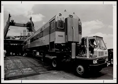 Delivery of a new MBTA car at Massport's Ro/Ro facility, Conley Terminal, South Boston