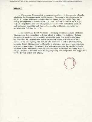 Memorandum Regarding the Saigon Central Intelligence Agency (CIA) Station Chief's Assessment of the Current Military Situation in South Vietnam