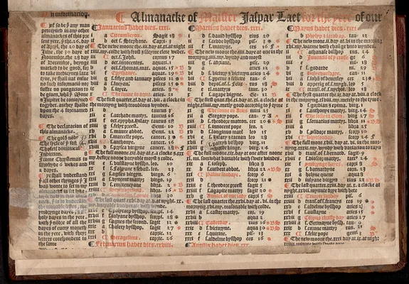 Almanacke of Maister Iaspar Laet for the yere of our [Lord M.D.XXXV.]