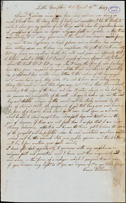 Letter from Owen Wilbour, Little Compton, R[hode] I[sland], to William Lloyd Garrison, 1849 April 18th