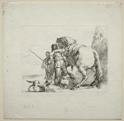 Various Caprices:  The Cavalier Mounting his Horse