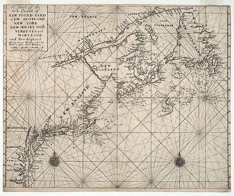 A chart of the sea coast of New Foundland, New Scotland, New York, New Jersey, with Virginia and Maryland and New England