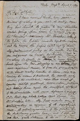 Letter from Samuel May, Boston, to John Bishop Estlin, April 2, 4, and 5, 1849