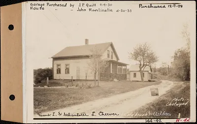 Frank L. and Charlotte L. Cheever, house and garage, Coldbrook, Oakham, Mass., Jun. 4, 1928
