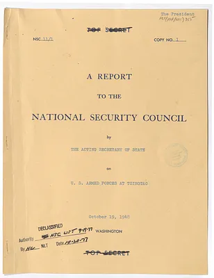 National Security Council Report 11/1, Report to the National Security Council by the Acting Secretary of State on United States Armed Forces at Tsingtao