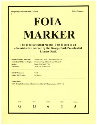 DEA [Drug Enforcement Administration] Field Office Address, 3/9/89 [1]