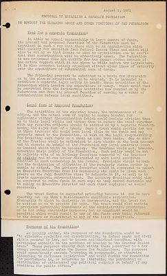 Proposal to establish a separate Foundation to conduct the Clearing House and Other Functions of the Federation