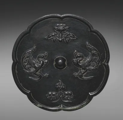 Lobed Mirror with Paired Phoenixes and Floral Displays
