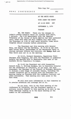 Press Secretary Briefings, 9/3/74
