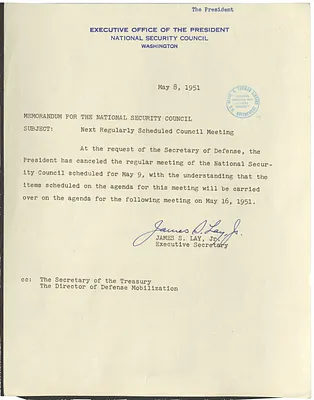 Memorandum from James S. Lay, Jr. to the National Security Council