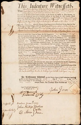 Lydia Gray indentured to apprentice with John Jones of Marshfield, 6 June 1759