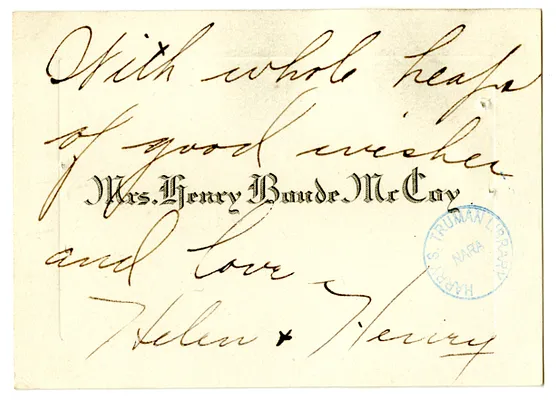 Wedding Gift Card from Henry and Helen McCoy