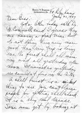 Letter from Harry S. Truman to Bess W. Truman