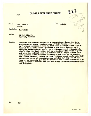 Cross Reference Memorandum