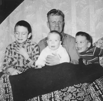 Bob Nervig with his three sons, Alan, Gary, and Jim, 1956