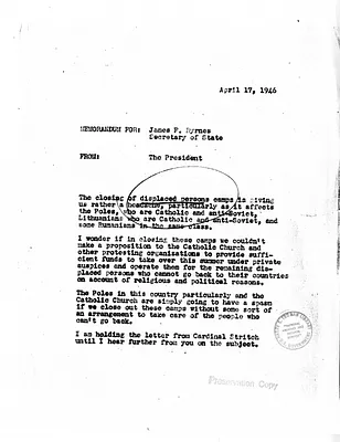 Memorandum from President Harry S. Truman to Secretary of State James Byrnes