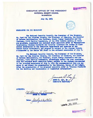 Memorandum from James S. Lay, Jr. to President Harry S. Truman