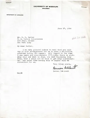 Letters Received to H.H. Barker, June 27, 1934