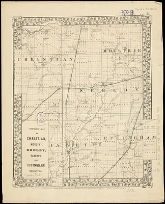 Township map of Christian, Moultry, Shelby, Fayette, and Effingham Counties